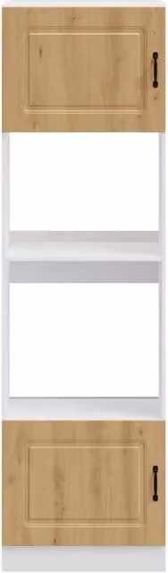 Set di 2 armadietti per forno classici 60 x 57 x 207 cm spazio portaoggetti piedini regolabili in legno multistrato rovere artigianale 02_0055705