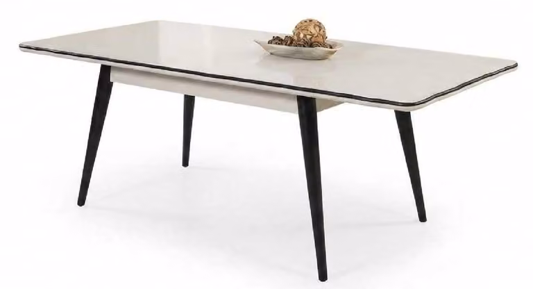 Tavolo da pranzo allungabile, beige, moderno, elegante, ideale per cucina o sala da pranzo, in legno