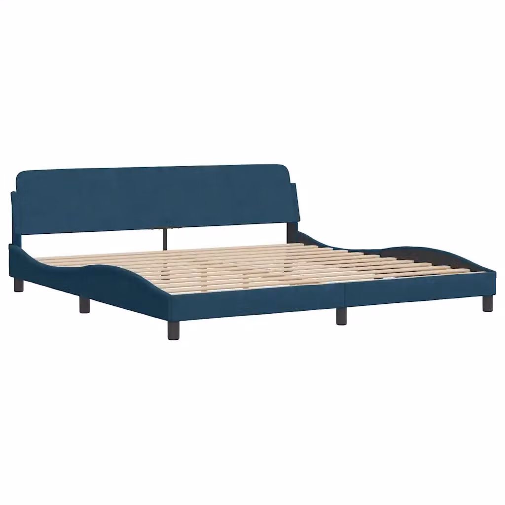 Letto matrimoniale vidaXL in velluto blu con struttura in legno e metallo L 200 cm x P 200 cm x H 74,5 cm – 2