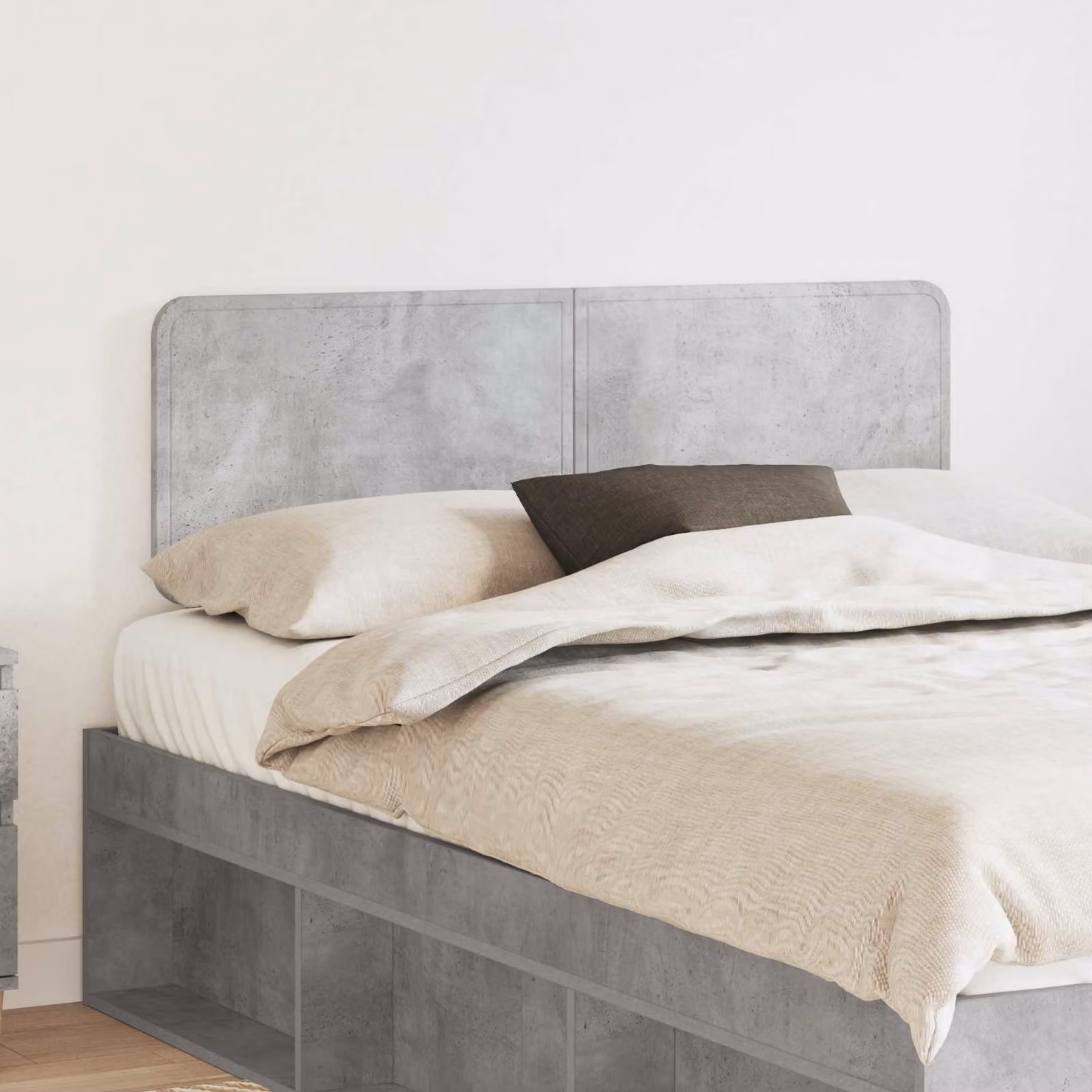 Testiera per letto vidaXL in legno ingegnerizzato, stile minimalista, colore grigio cemento opaco