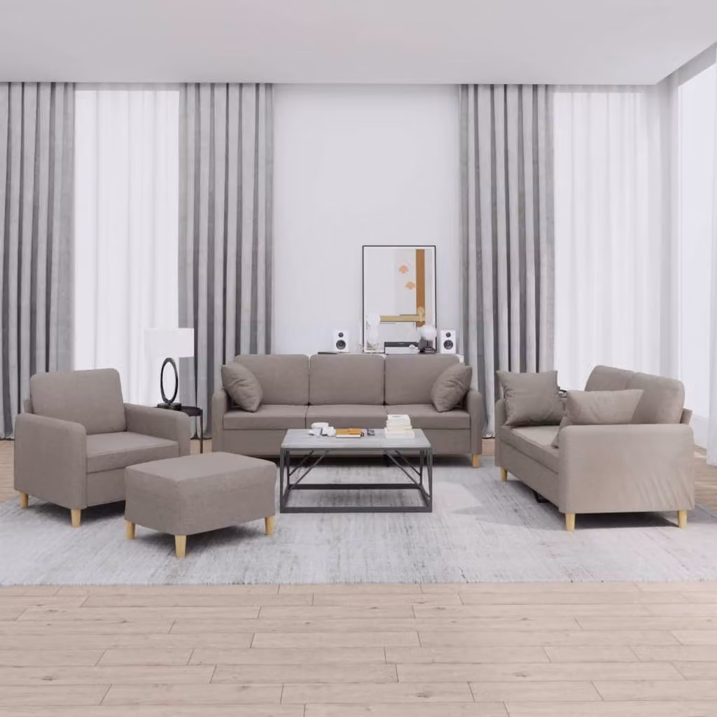 Maison Exclusive - Set divano 4 pezzi con cuscini in tessuto color taupe