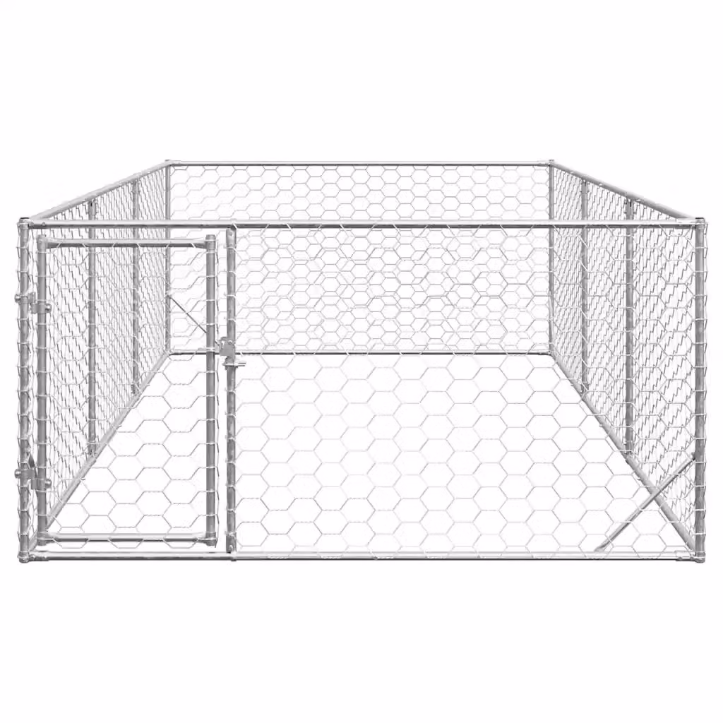 Cuccia per cani da esterno vidaXL in metallo zincato argento L: 4 m, P: 2 m, H: 1 m – 2