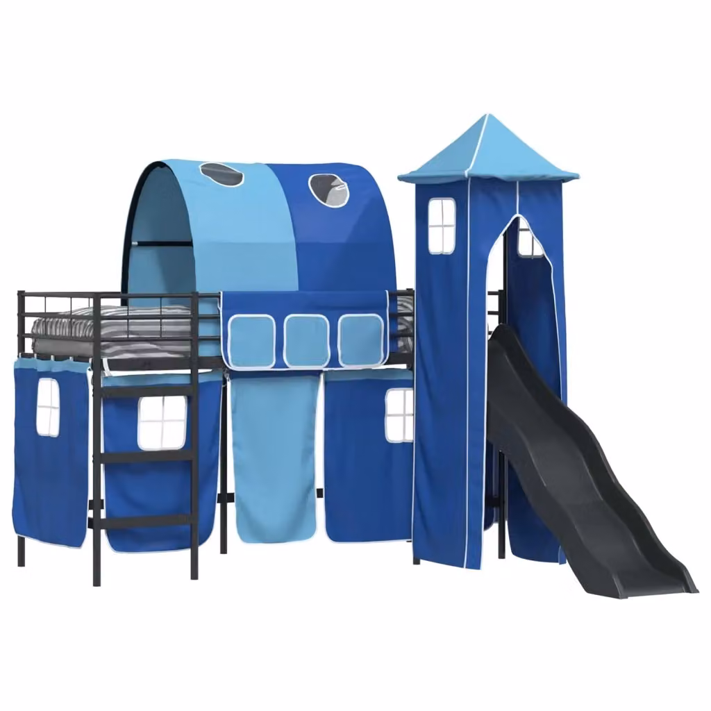 Letto a castello per bambini vidaXL in metallo Nero e Blu L/P/H: 190 x 90 x 194 cm – 2