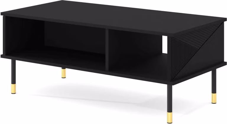 Tavolino WOODY BLACK 110x55 cm BLACK MATT - frontali in MDF fresato - tavolino su gambe
