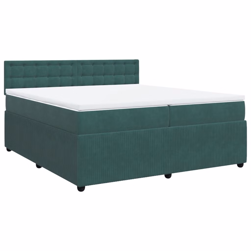 Giroletto a Molle con Materasso Verde Scuro 200x200 cm Velluto