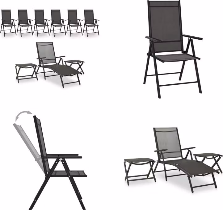 vidaXL Set salotto da giardino 9 pezzi nero e antracite - Set salotto da giardino - Set salotto da giardino - Set mobili da giardino - Set mobili da giardino