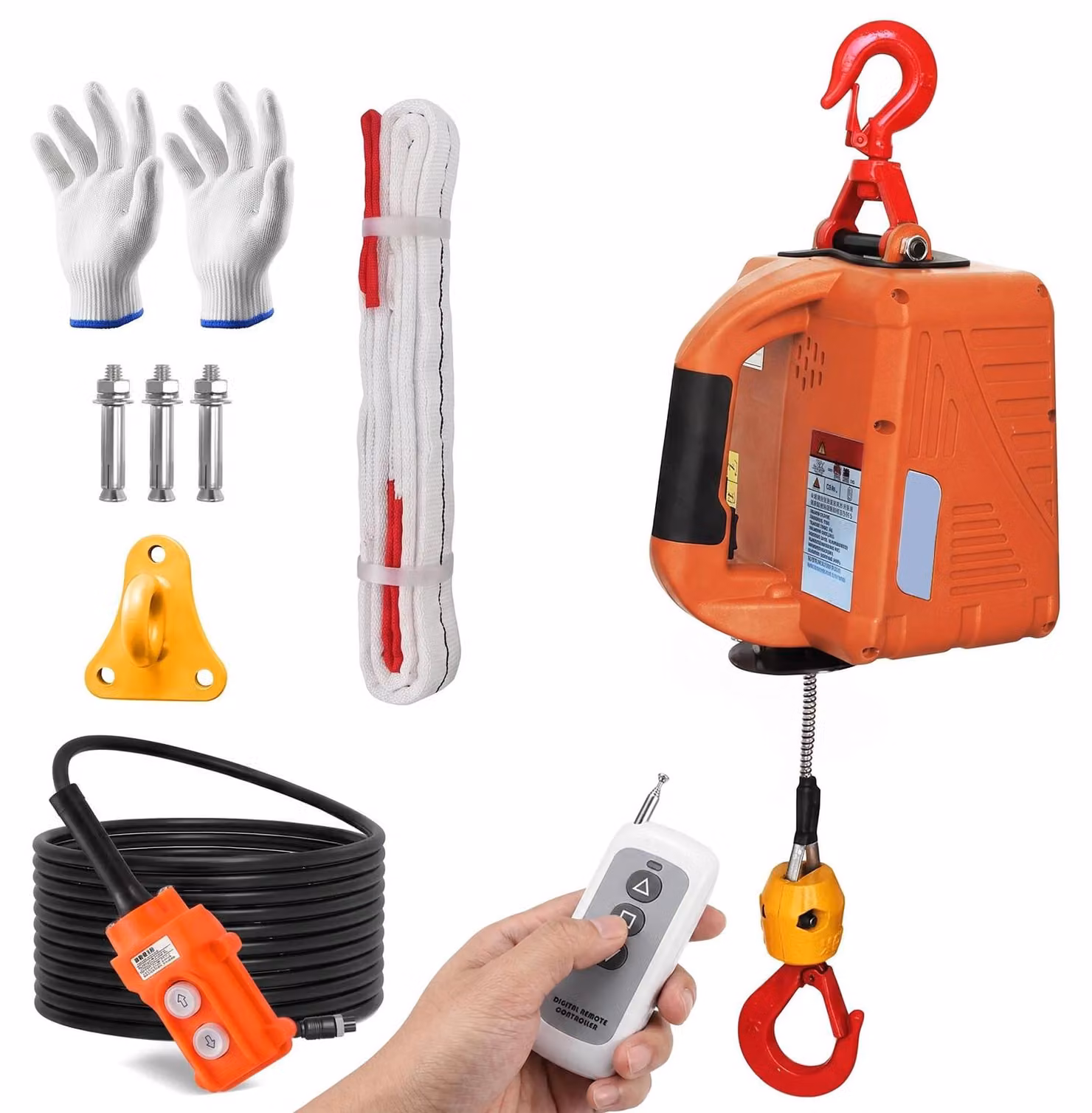 Avvolgitori elettrici multifunzione 3-in-1, capacità di sollevamento 500 kg, potenza 1500 W, altezza di sollevamento 7,6 metri