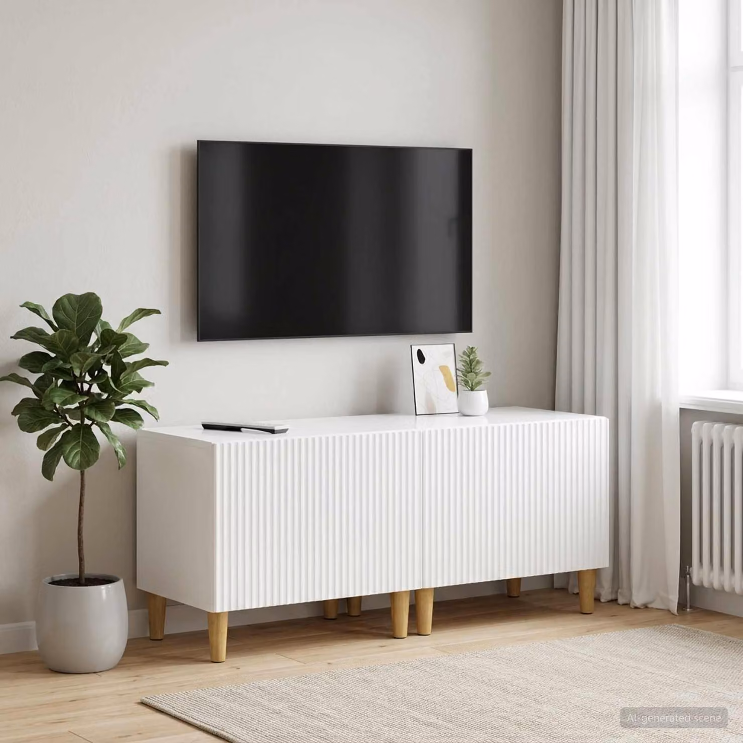 Mobile TV moderno vidaXL in legno MDF bianco lucido L: 120 cm, P: 40 cm, H: 49 cm