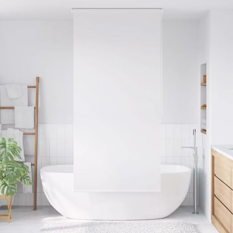 vidaXL Tenda a Rullo per Doccia in Poliestere Semi-Trasparente, Bianco, L: 100 cm, H: 240 cm