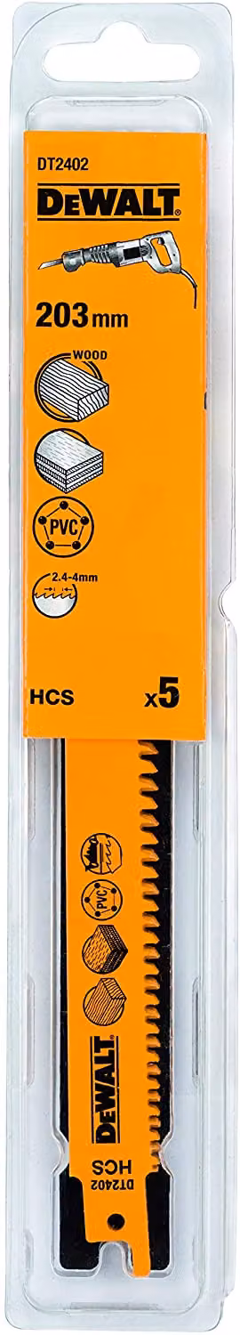 DEWALT Saebelsaegeblatt HCS Holz 203mm 5Stk