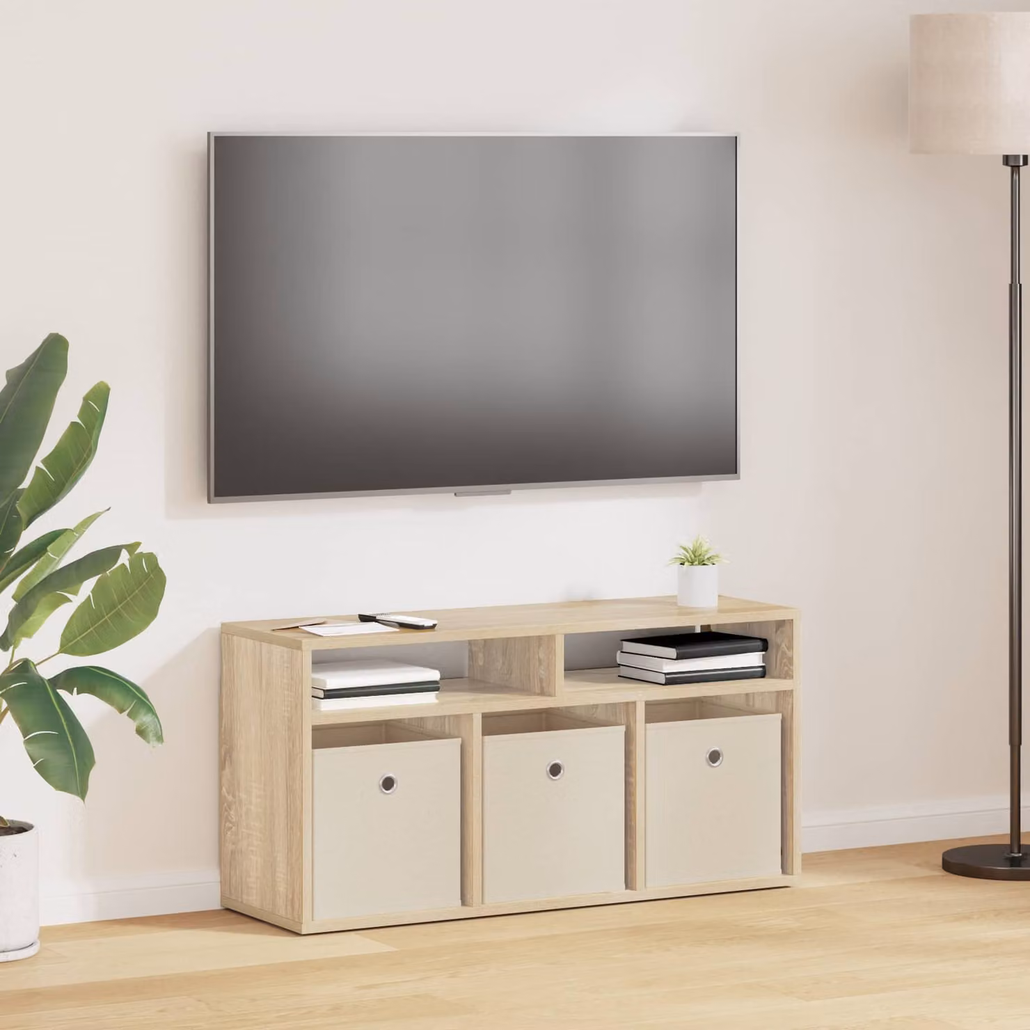 Lowboard moderno vidaXL con cassetto in legno Rovere, L 87 x P 27,5 x H 43 cm