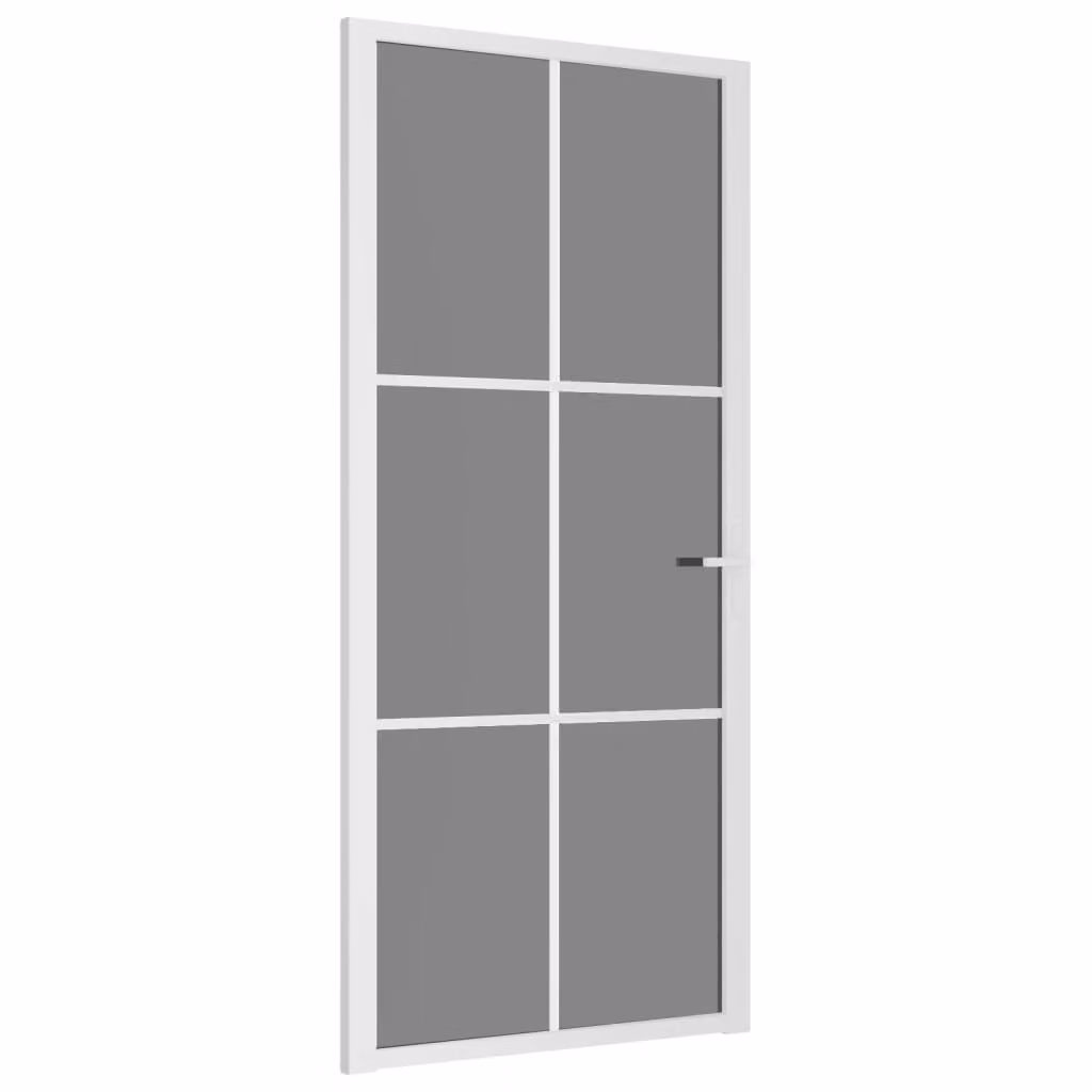 Porta interna 93x201,5 cm Vetro ESG bianco e alluminio