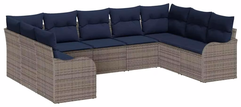 Set di divani da giardino in rattan grigio
