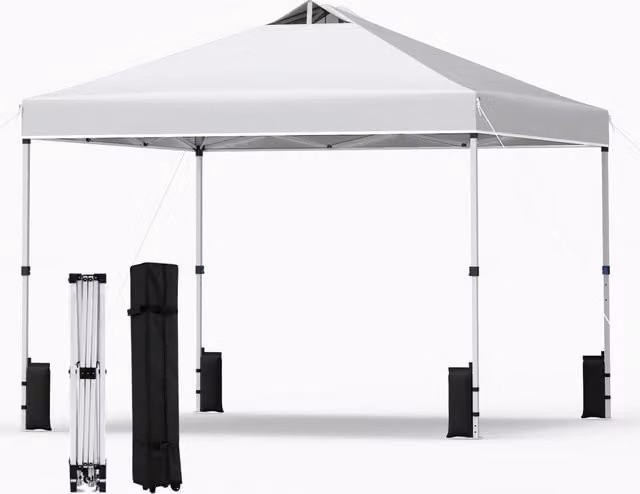 Tenda a gazebo DESIGN IN con installazione istantanea, colore argento e bianco, L/P/H: 300 x 300 x 270 cm