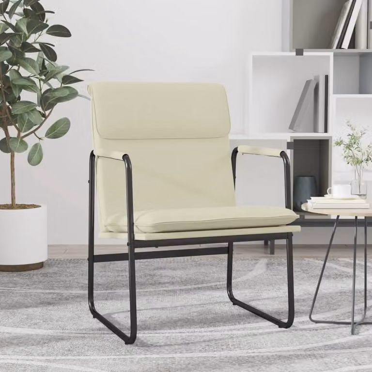 The Living Store Sedia lounge Cream 55x64x80 cm in Pelle finta