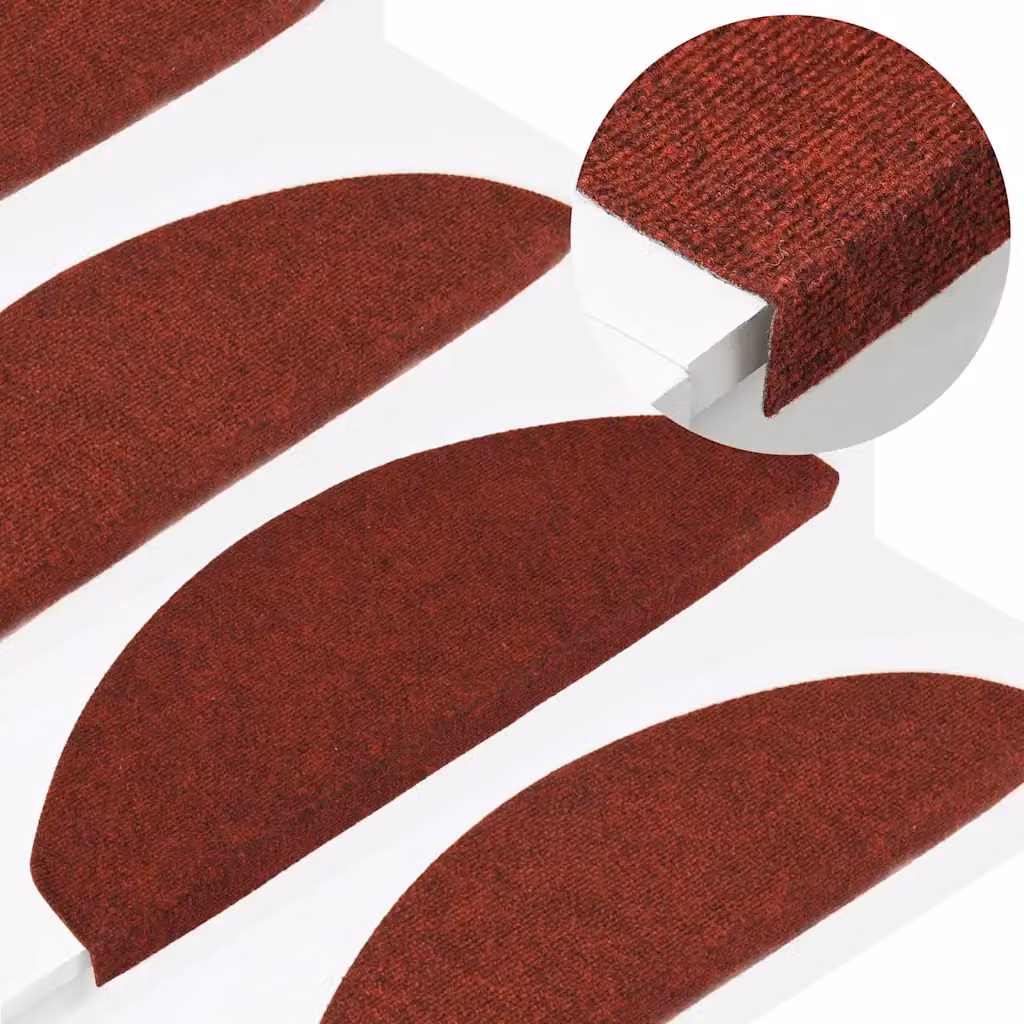 Set di 15 tappetini autoadesivi per scale vidaXL, antiscivolo e fonoassorbenti, colore rosso, L 65 x P 22,5 x H 3,5 cm