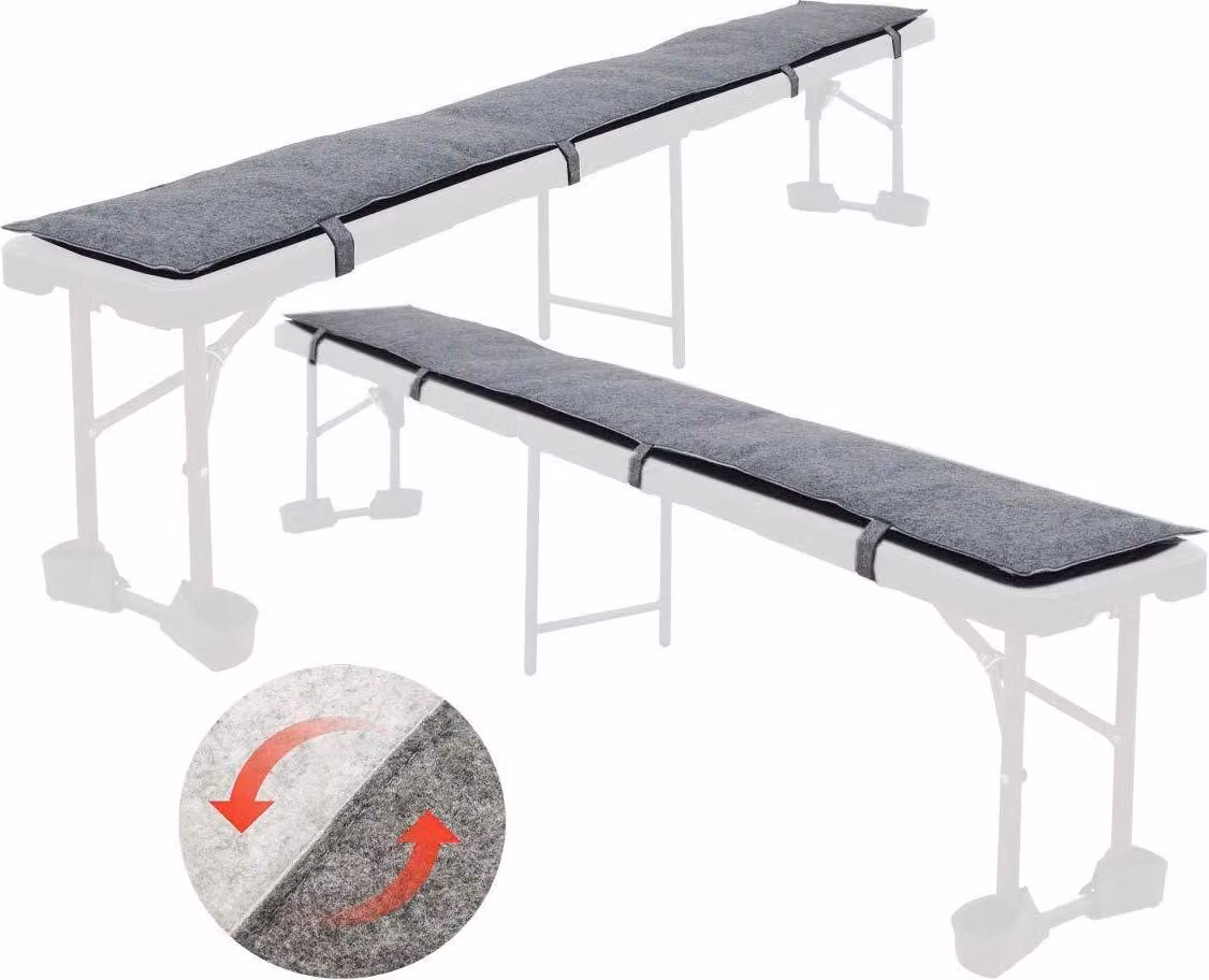 Cuscini per panche da birreria in feltro, set da 2, grigio, 180x28x2 cm