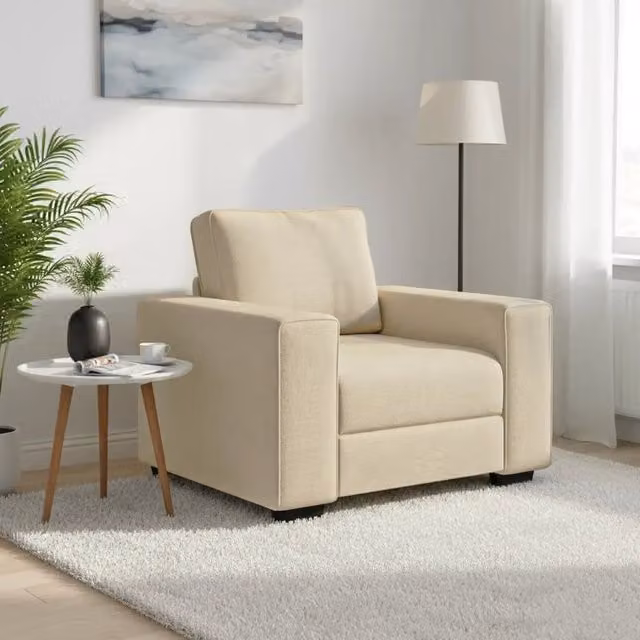 Poltrona lounge moderna vidaXL in tessuto beige con braccioli L/P/H: 100 x 77 x 82 cm
