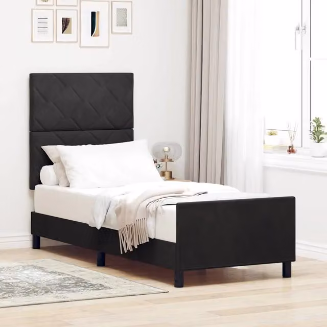 Letto a molle con testiera Nero 80 x 200 cm Velluto 3344971