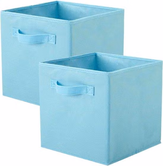 Sistemi di stoccaggio ermetici - 2 pezzi, forma cubica, tessuto colore blu