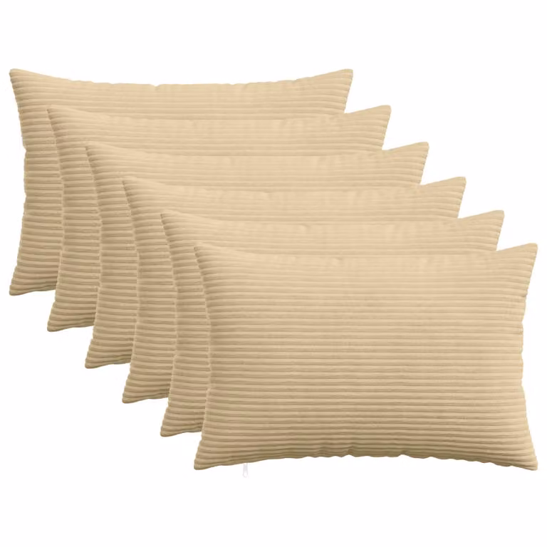 Set di 6 federe vidaXL HEERLEN in velluto a coste, Grigio Verde, 50 x 75 cm