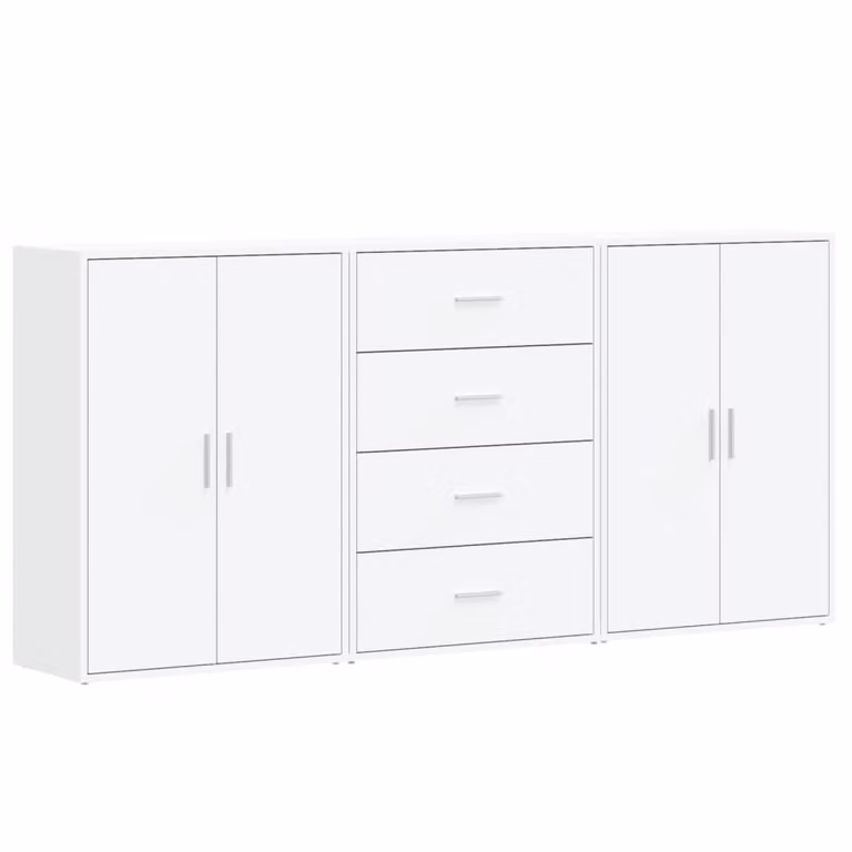 Credenze 3 pz Bianche 60x31x84 cm in Legno Multistrato