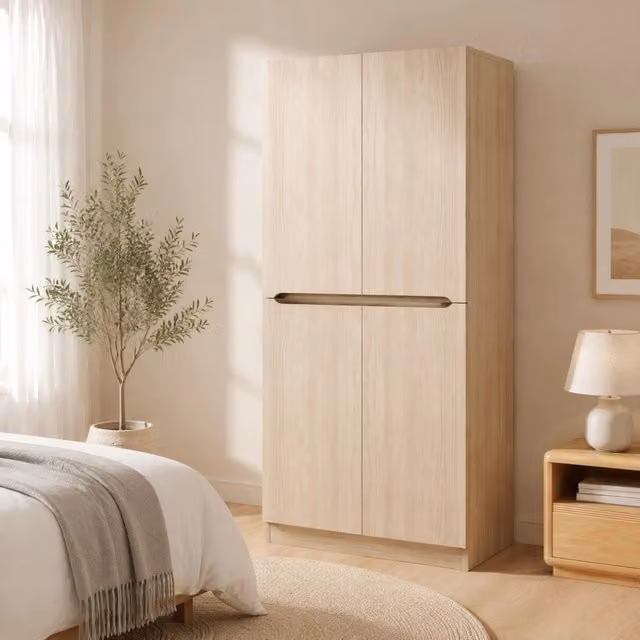 Armadio 70 x 40 x 170 cm color legno naturale in legno, doppie ante e vani