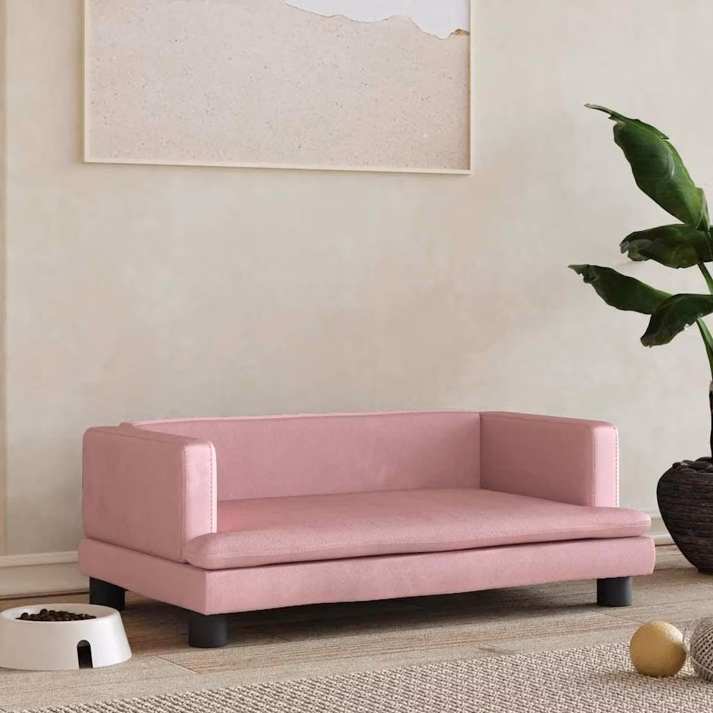 Cuccia per cani in velluto rosa