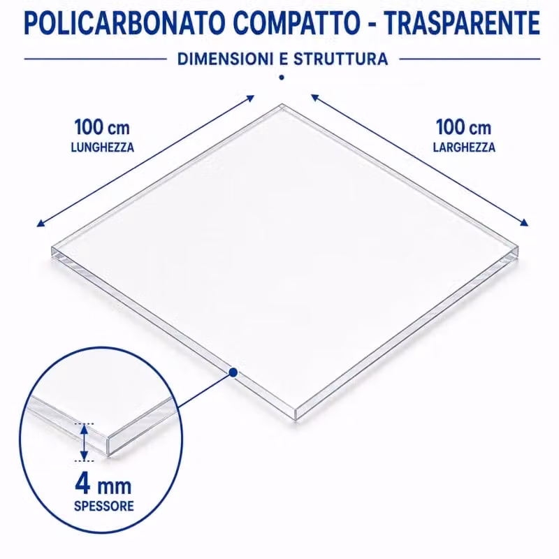 Set di 3 lastre in policarbonato compatto EZOOZA, spessore 4 mm, colore trasparente, L: 100 cm x P: 100 cm