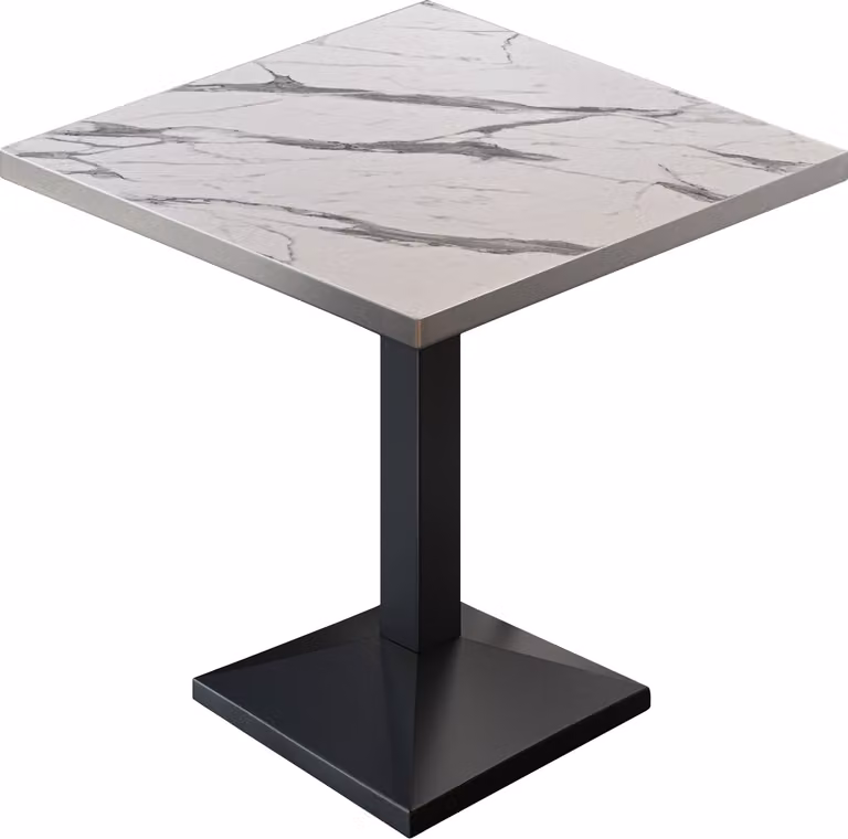BPA | Tavolino da bistrot | Quadrato | Bordo in acciaio inossidabile | 60 x 60 x 78,5 cm | Marmo bianco / Nero | Tavolino da bistrot / Tavolino da ristorazione