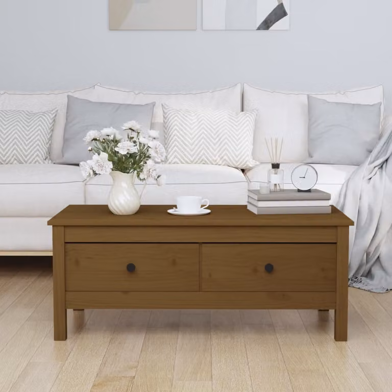 Maison Exclusive - Tavolino marrone miele 100x50x40 cm in legno massello di pino