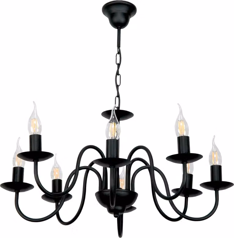Lampada a sospensione Lampadario Candelabro Classic Nero 15-510/8 Candela