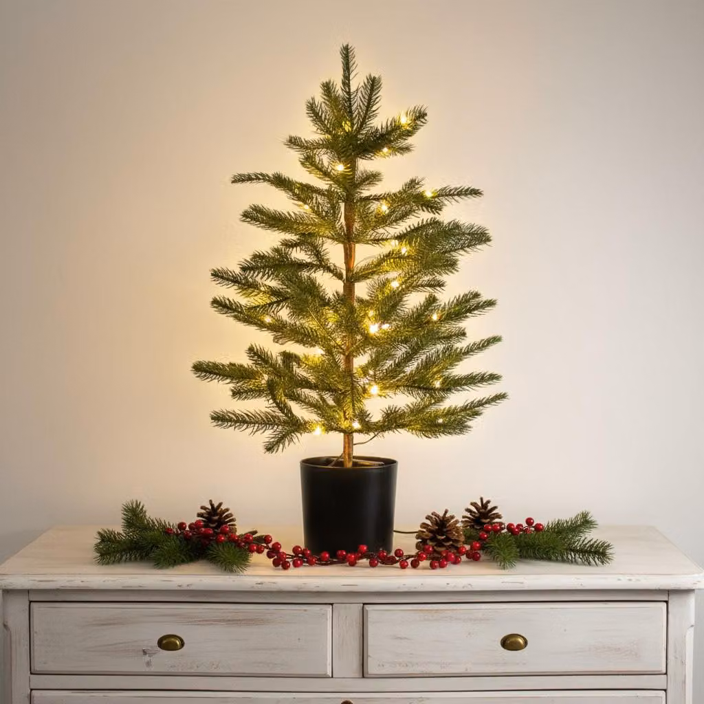 3.08 Albero di Natale artificiale con 30 luci LED - circa 60 cm - albero artificiale a batteria con timer