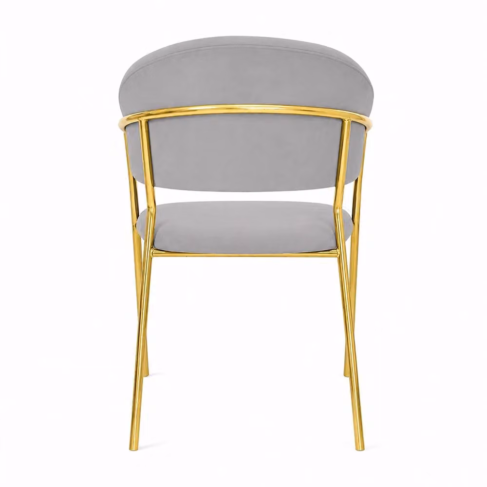 Set da 2 sedie da sala da pranzo Aurelia in velluto grigio con gambe in metallo dorato lucido – 2