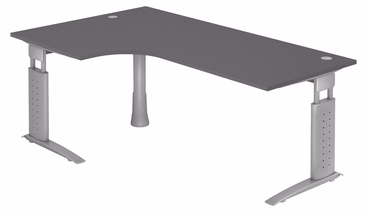 Scrivania bümö Serie U - Struttura: grigio argento, finitura: grafite, dimensioni: scrivania angolare 200 x 120 cm