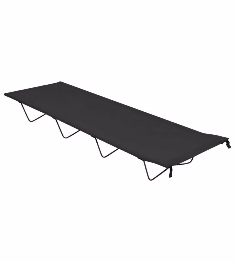 Lettini Campeggio 2 pz 180x60x19 cm Tessuto Oxford Acciaio Nero