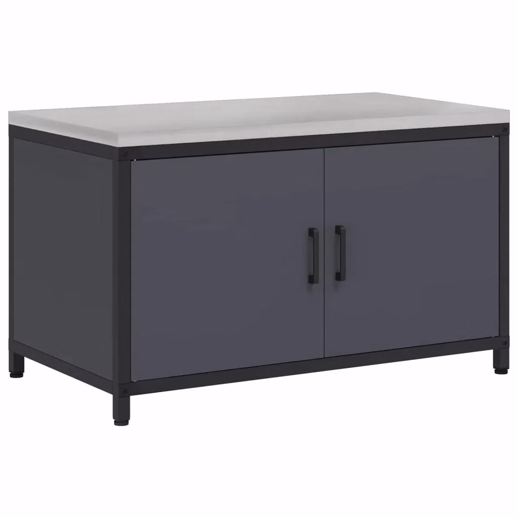 Armadietto da cucina e giardino vidaXL moderno in metallo antracite opaco con ante a battente e ripiani interni H: 90 cm, L: 53 cm, P: 50 cm – 2