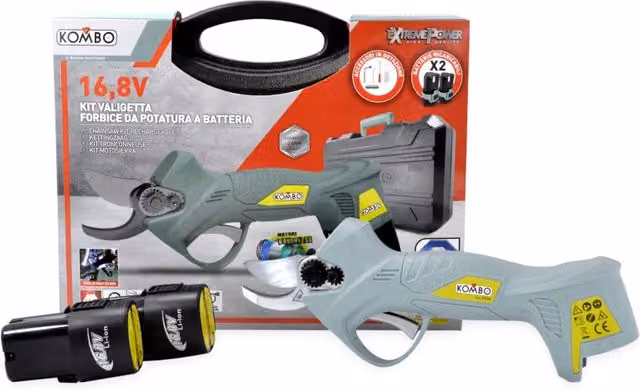Forbici da Potatura a Batteria KOMBO 7,2V in Acciaio, Colore Bianco e Grigio con Batteria Ricaricabile e Caricatore Rapido – 1