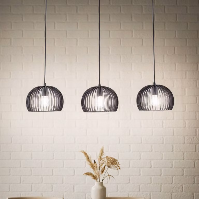 Lampada a sospensione Jusra Lindby, dimmerabile, Nero, Soggiorno / Sala da pranzo, Metallo, Moderno, Lampada a sospensione