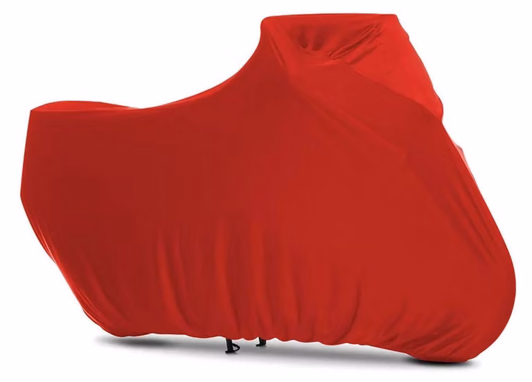 Copertura protettiva per motociclette, in tessuto elasticizzato, con rivestimento interno antipolvere, colore rosso, dimensioni 295 x 109 x 140 cm