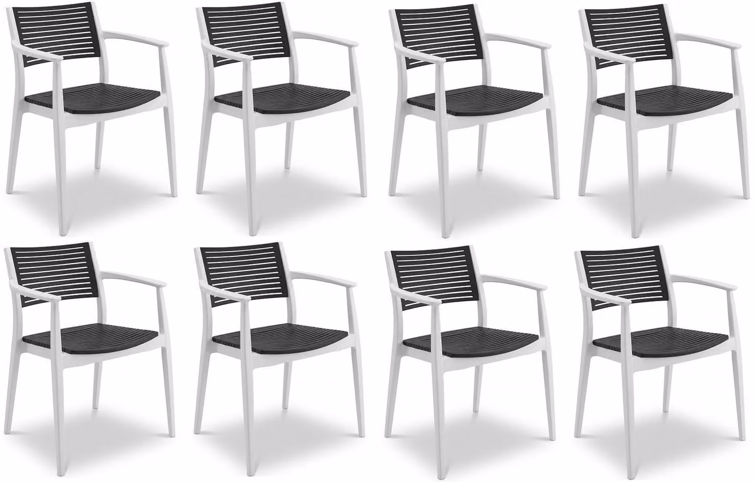 Sedia in plastica, 8 pezzi, design moderno, seduta e schienale con motivo a rilievo, disponibile in diverse colorazioni