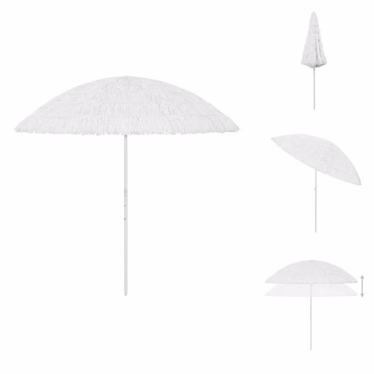 vidaXL Parasole da spiaggia Hawaii, bianco, 300 cm - Parasole e protezione solare