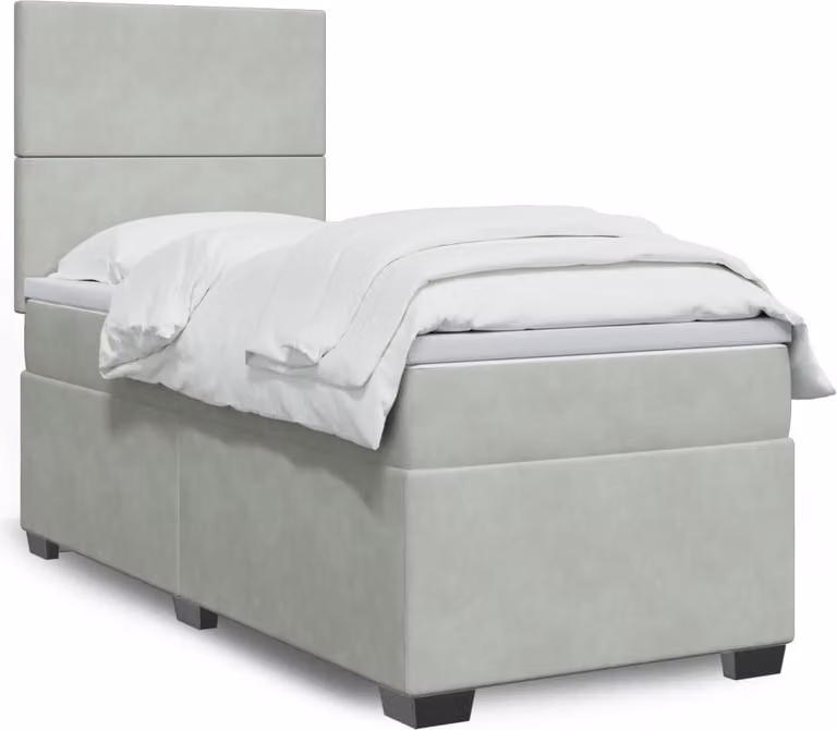 Maison Exclusive - Giroletto a Molle con Materasso Grigio Chiaro 90x190 cm Velluto