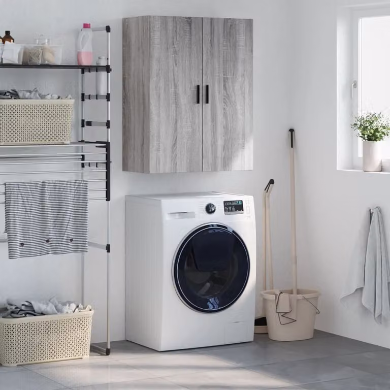 Mobile a parete vidaXL moderno in legno e MDF grigio Sonoma L: 69,5 cm, P: 34 cm, H: 90 cm