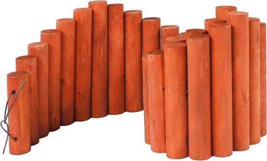 Recinzione in legno marrone-rossa, altezza 120 cm, decorazione da giardino flessibile