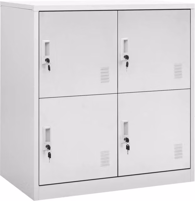 Set di 2 armadietti moderni HELLOSHOP26 in metallo con ante a battente e serratura, grigio e bianco, L: 90 cm, P: 45 cm, H: 92,5 cm