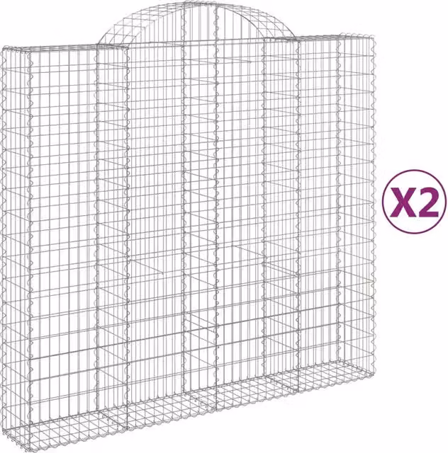 Cesti Gabbioni ad Arco 2 pz 200x50x180/200 cm Ferro Zincato