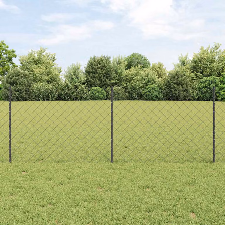 Recinzione a maglie con pali vidaXL in acciaio rivestito in PVC, L: 10 m, H: 0,8 m