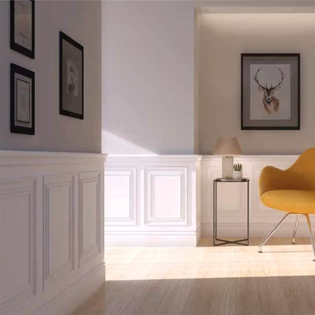 Boiserie in Duropolimero Polistrutturato Modello Dallas Eternal Parquet Bianco L: 200 cm, H: 110 cm