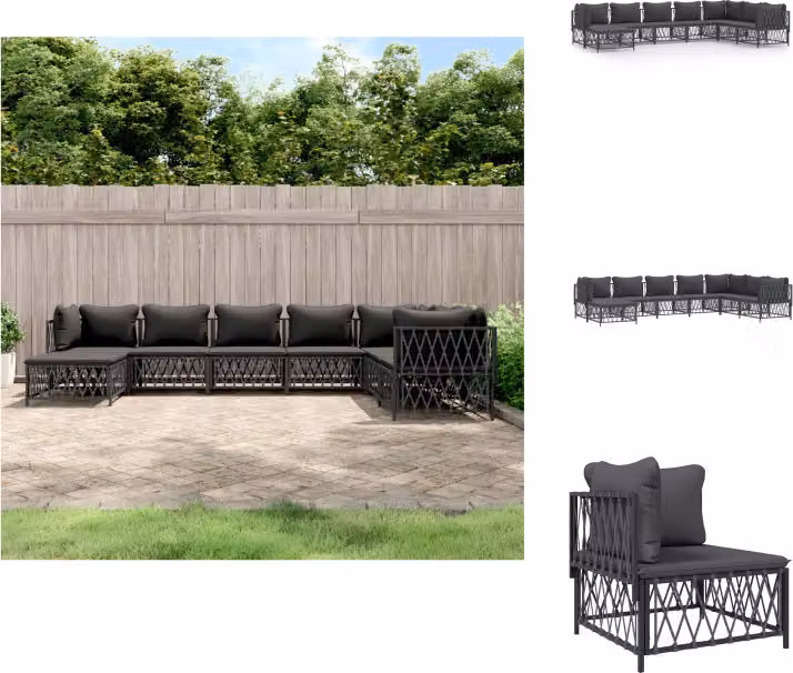 vidaXL Set da salotto da giardino 8 pezzi con cuscini in acciaio antracite - Set di mobili da giardino